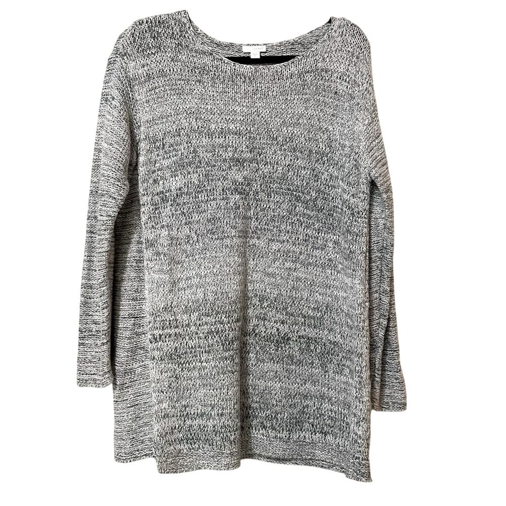 Pure Jill J Jill Green Chunky Knit Crew Neck Tunic Sweater Womens M Marled